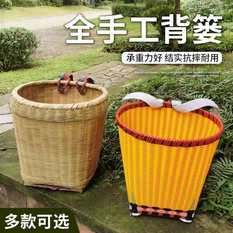 背篓竹编农用婴儿背篼儿童买菜宝宝背小孩娃娃的农村背筐采茶道具