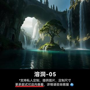 鱼缸造景装饰背景贴纸画溶洞高清5d立体鱼缸壁纸水族箱装饰加爆款