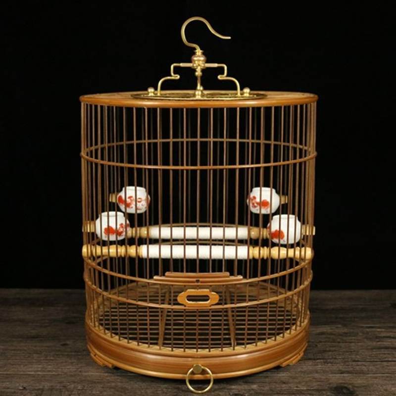 鸟笼竹制画眉鸟笼竹鸟笼竹川笼画眉笼手n工自制大号八哥鸟笼子