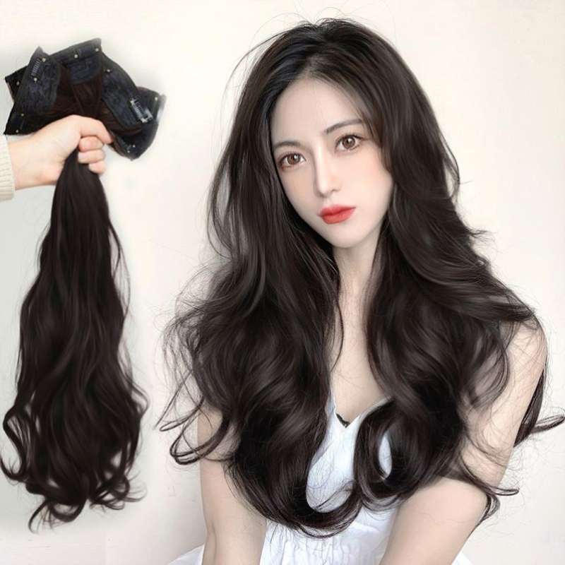 女士假发真头发发套全真长卷发自然u型长发中长款头发贴片大波浪