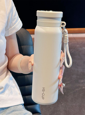 简约保温杯学生上学专用高颜值茶水分离泡茶杯便携保冷直身杯夏天