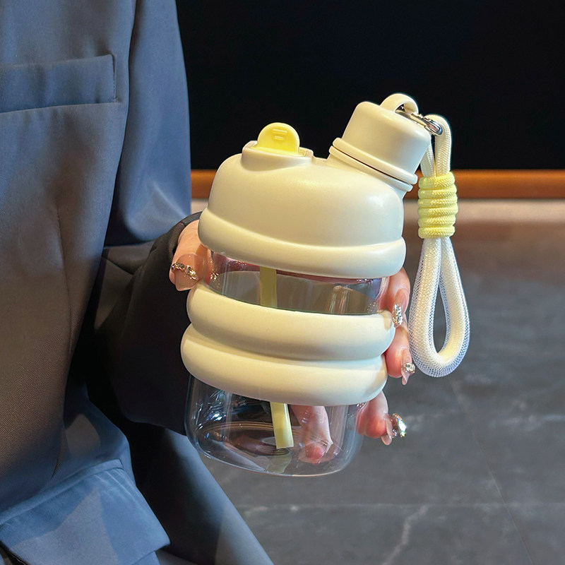 玻璃杯女生高颜值水杯新款2023耐高温便携杯子办公室随行杯吸管杯