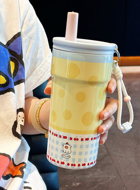 多巴胺保温杯学生上学专用高颜值茶水分离泡茶杯可爱便携咖啡杯子