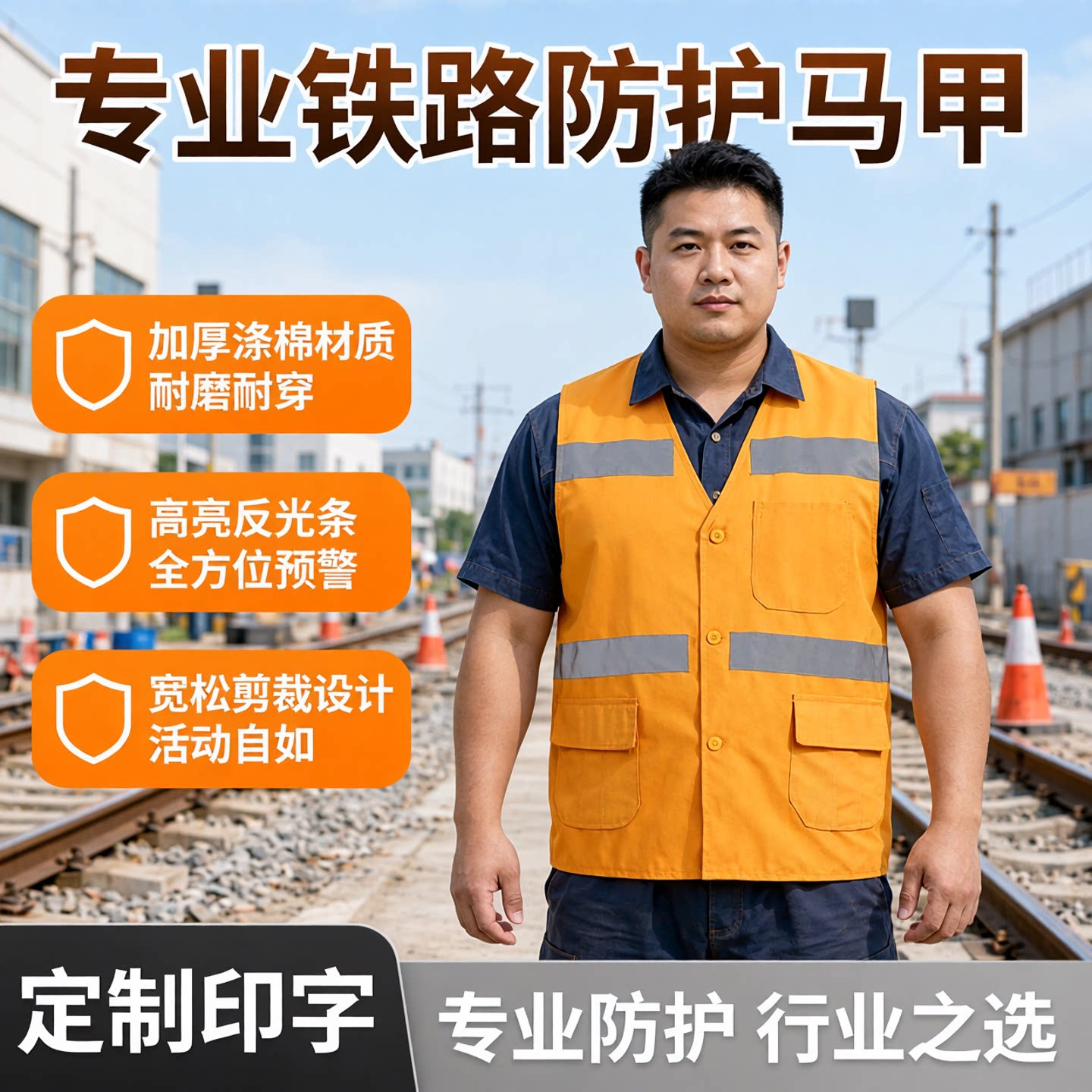 专业铁路防护黄色反光安全马甲