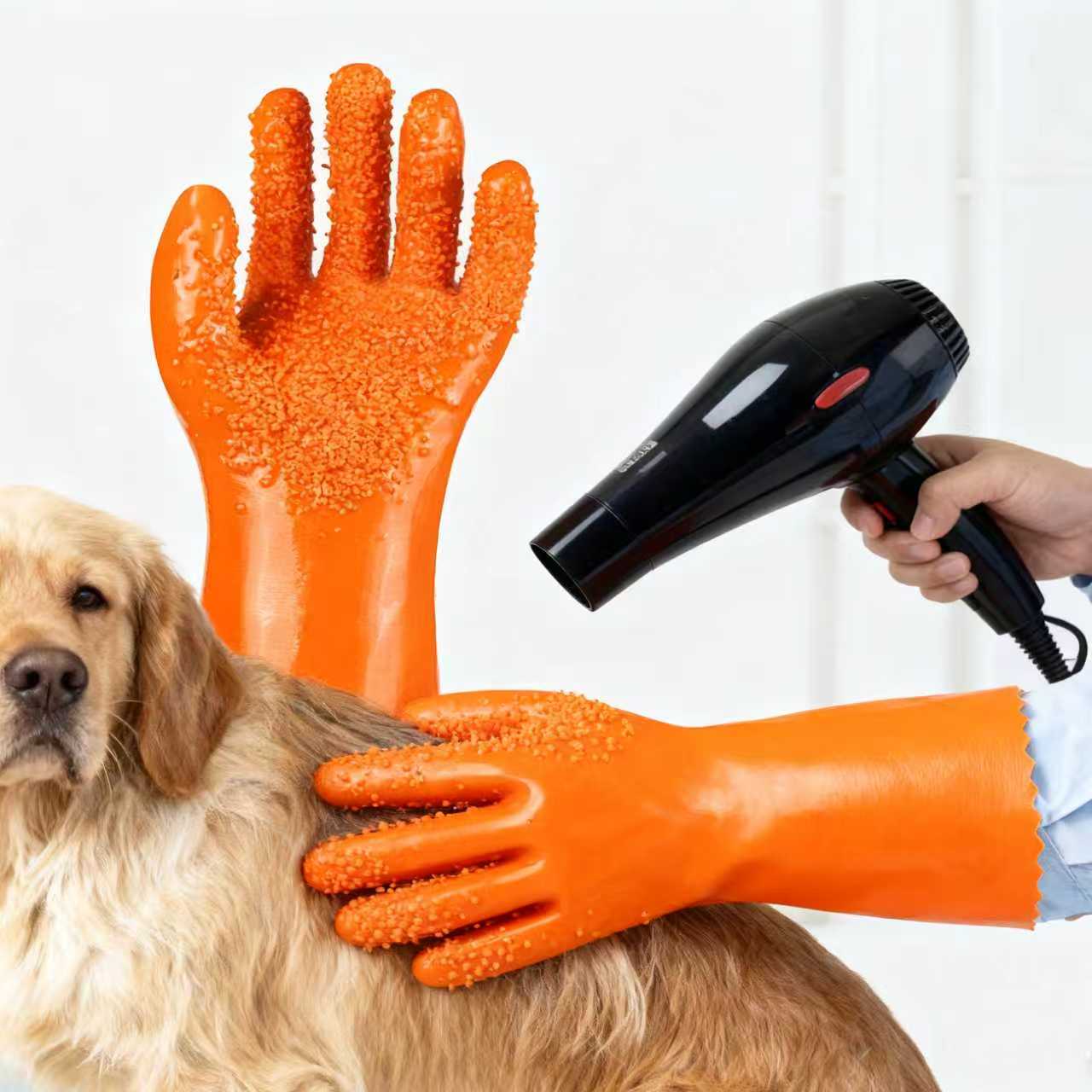 宠物洗澡手套防抓防咬挂胶