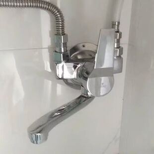 冷热明装 明管阳台水槽龙头混水阀家用洗衣池洗菜盆挂墙式 厨房全铜