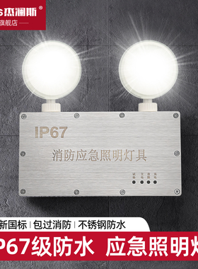 消防紧急照明灯室外隧道户外ip67不锈钢防潮防水双头接停电应急照
