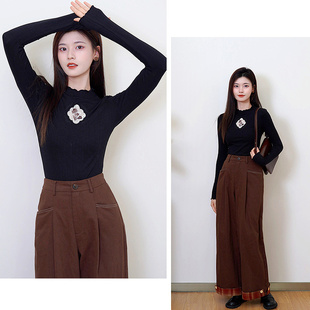 打底衫 两三事零点时分小清新蕾丝拼接长袖 柒柒Moon直播间