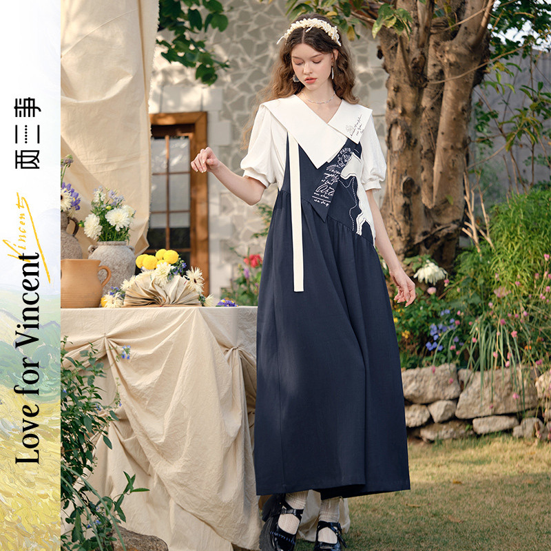 两三事梵高文艺驭马漫游动物贴布绣不对称背带裤,女装/女士精品,连体衣/裤,淘宝优惠券,粉丝福利购,淘宝优惠卷