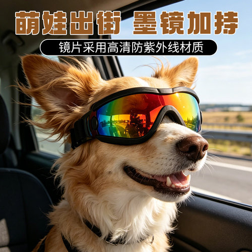 骑行必备狗狗防风墨镜防沙不掉落