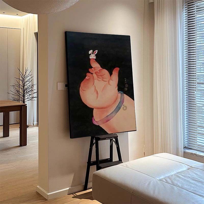 客厅装饰画小胖手之钱兔无量艺术版画新中式高级餐厅玄关卧室挂画,家居饰品,现代装饰画,淘宝优惠券,粉丝福利购,淘宝优惠卷