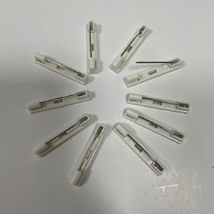 现货白塑料别针平底工号牌安全别针胸针徽章挂牌胸牌材料配件