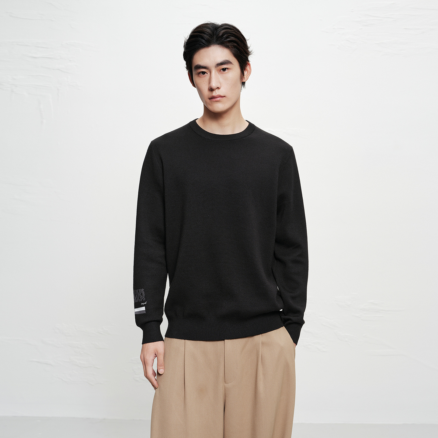 太平鸟男装奥莱毛套衫保暖休闲毛衫袖口提花羊毛毛衫B1EBC4255