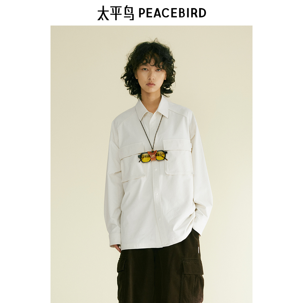 【王鹤棣同款】太平鸟男装eye-c合作系列新外穿式衬衫 B2CHE3141