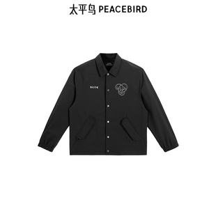 太平鸟男装 休闲夹克爱心提花撞色刺绣夹克B2BCF1160