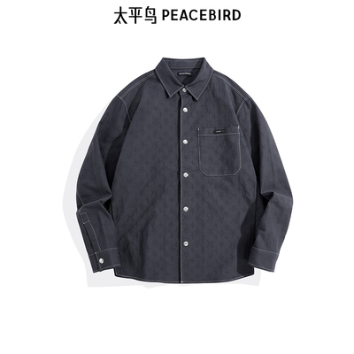 【商场同款】太平鸟男装 24年冬新款暗纹肌理长袖衬衫B1CHE4907
