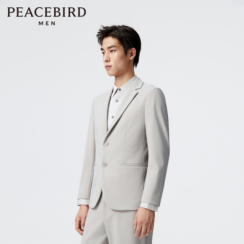 太平鸟男装灰色修身西装春季时尚便服B1BAE1X03