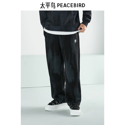 太平鸟男装休闲裤冬季晕染直筒卫裤潮 B2GME4438