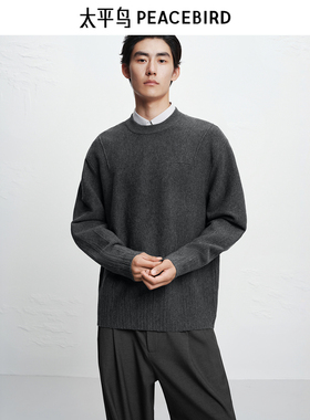 【商场同款】太平鸟男装毛衫25冬季新款圆领刺绣套头衫 B2EBF4D03