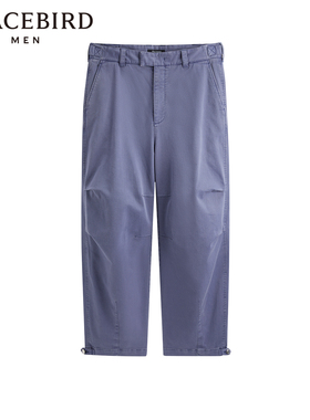 太平鸟男装休闲长裤紫色直筒复古裤子B1GBE1241