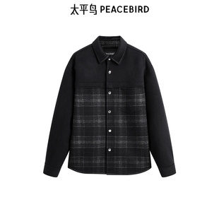 商场同款 拼接小香风宽松外套潮 太平鸟男装 新款 B1CHE4222 衬衫