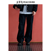 太平鸟男装 男B2GLF1137 休闲裤 潮流伞兵裤 黑色工装