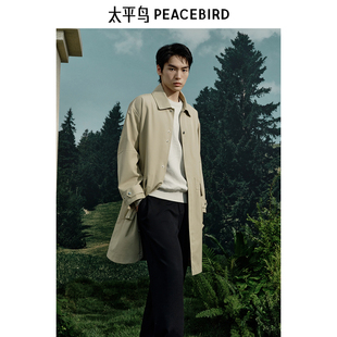 宽松翻领斜纹外套潮 风衣25春季 太平鸟男装 B1BEF1217 商场同款