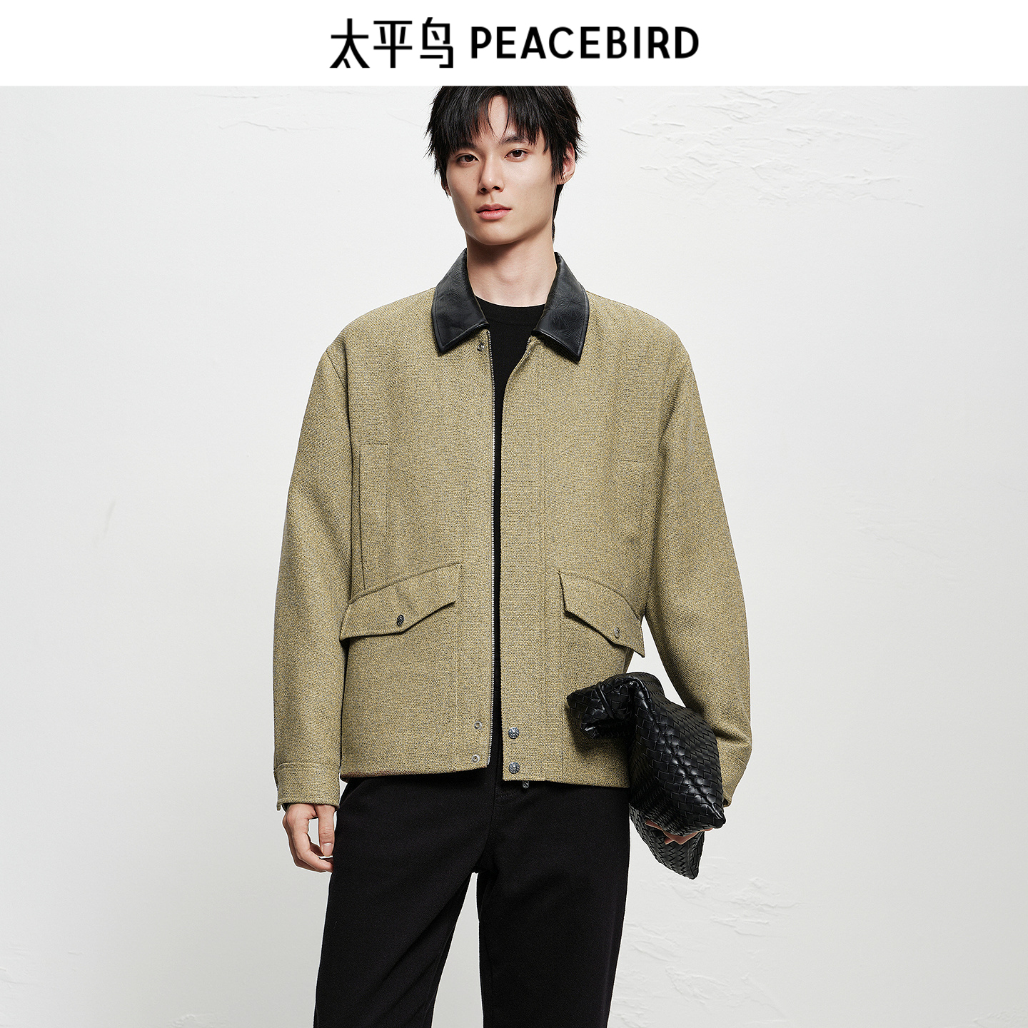 【商场同款】太平鸟男装 冬季巴恩风潮流小香风编织夹克B1BCF4224