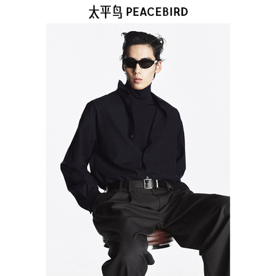 【高端通勤系列】太平鸟男装长袖衬衫春季宽松衬衣B1CHF112D