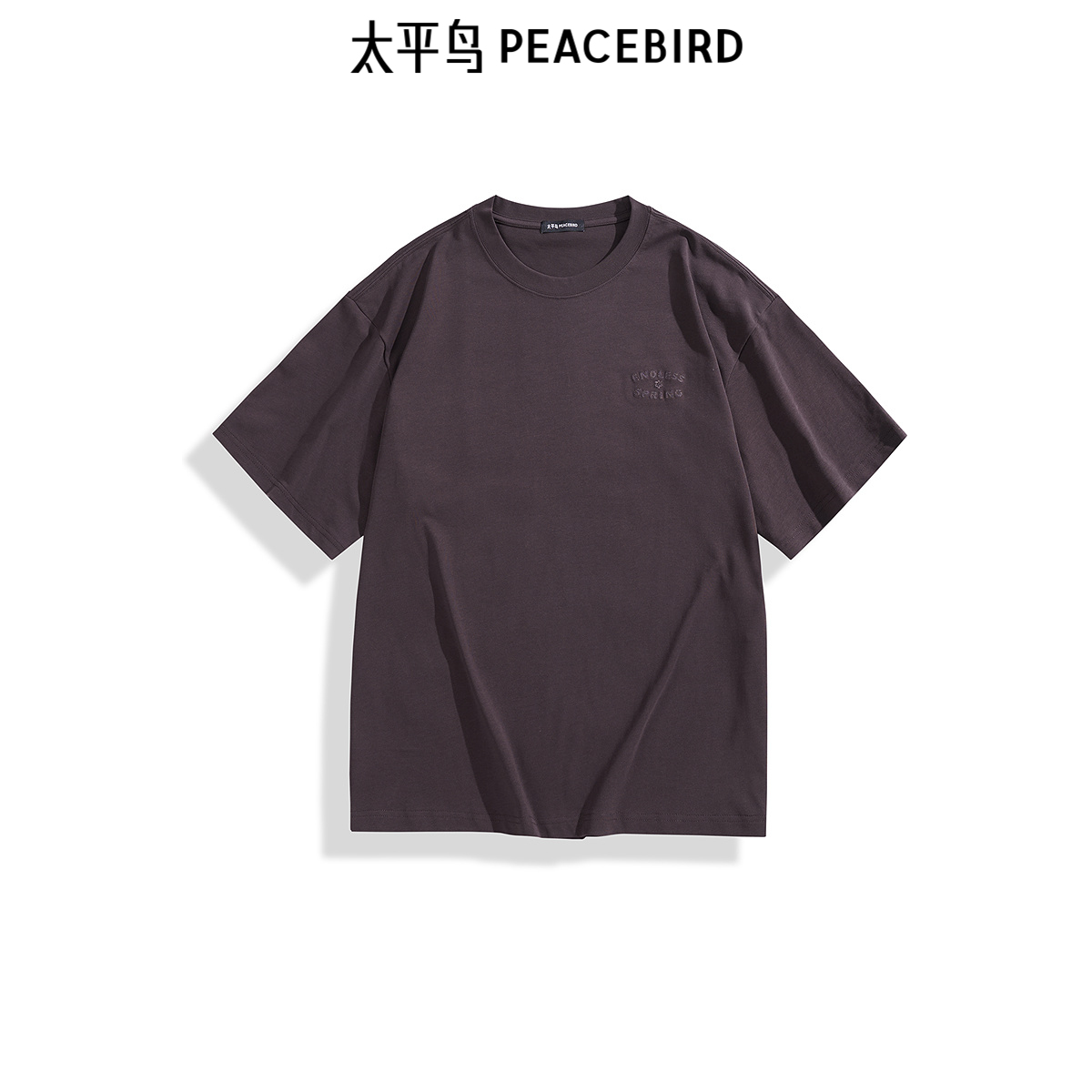 【商场同款】太平鸟男装T恤25春夏新款重磅刺绣短袖衫 B1CNF1232