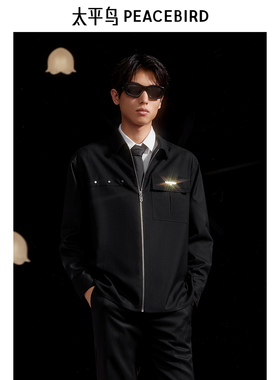 太平鸟男装24微闪拉链式衬衫外套B1CHE3X24