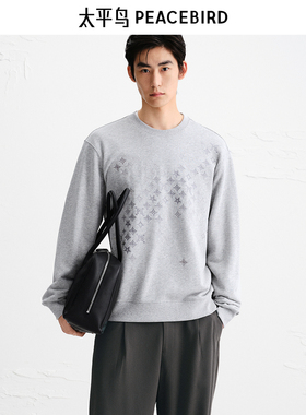 【商场同款】太平鸟男装卫衣24秋季星星印花宽松潮 B1CRE3210