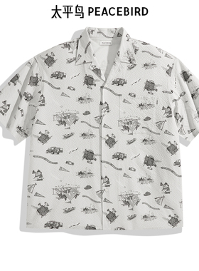 太平鸟男装衬衫满版泡泡纱潮牌 B2CJE2229