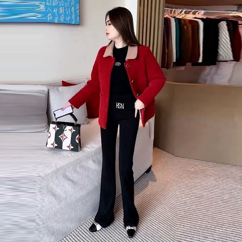 加绒加厚妈妈秋装女外套高档短款网红卫衣40岁50秋冬中年保暖