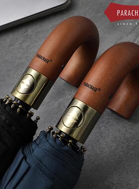 木弯柄全自动伞十骨300T记忆布双人雨伞自开收抗风伞男