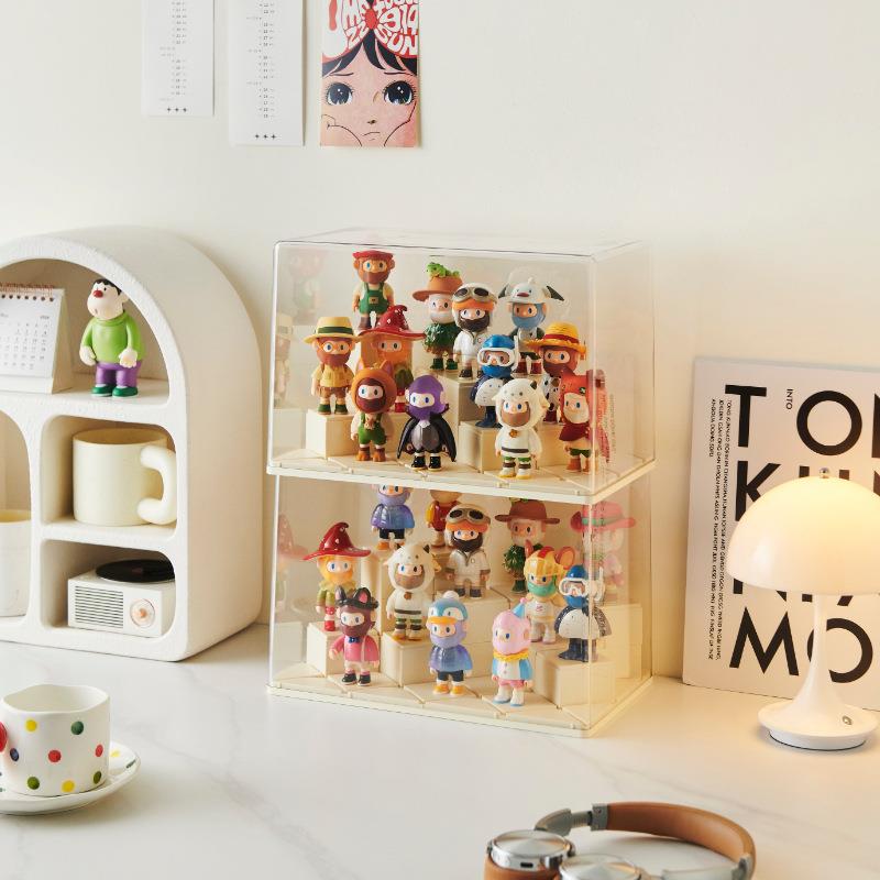 盲盒收纳展示架潮玩动漫新品手办展示盒儿童摆件透明防尘展示