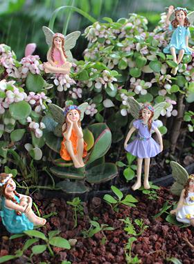 热卖花园庭院小仙子树脂微缩景观花插阳台盆景精灵插件装饰品新款