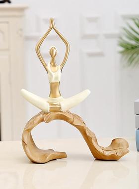 北欧瑜伽少女客厅小摆件家居装饰健身房酒柜电视柜办公桌书房饰品