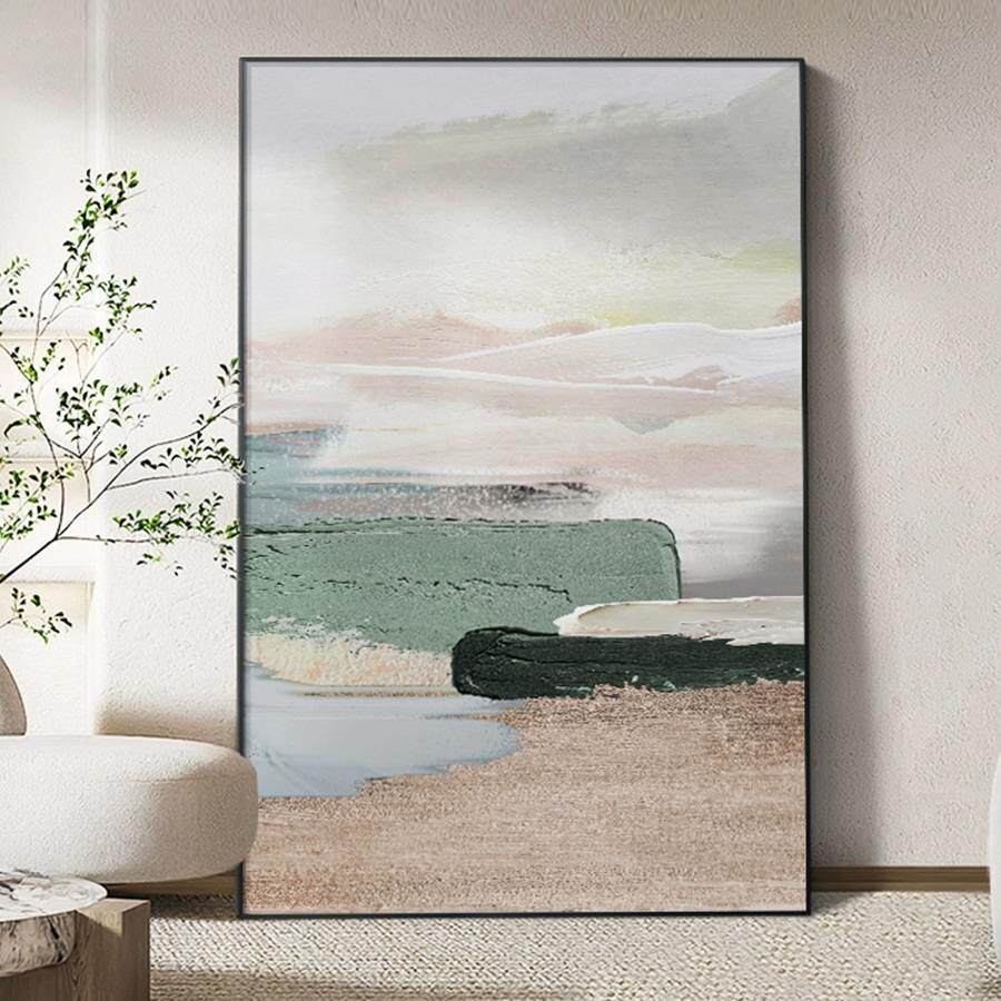 新中式抽象纯手绘大芬村油画 玄关肌理装饰画壁画客厅挂画高级感
