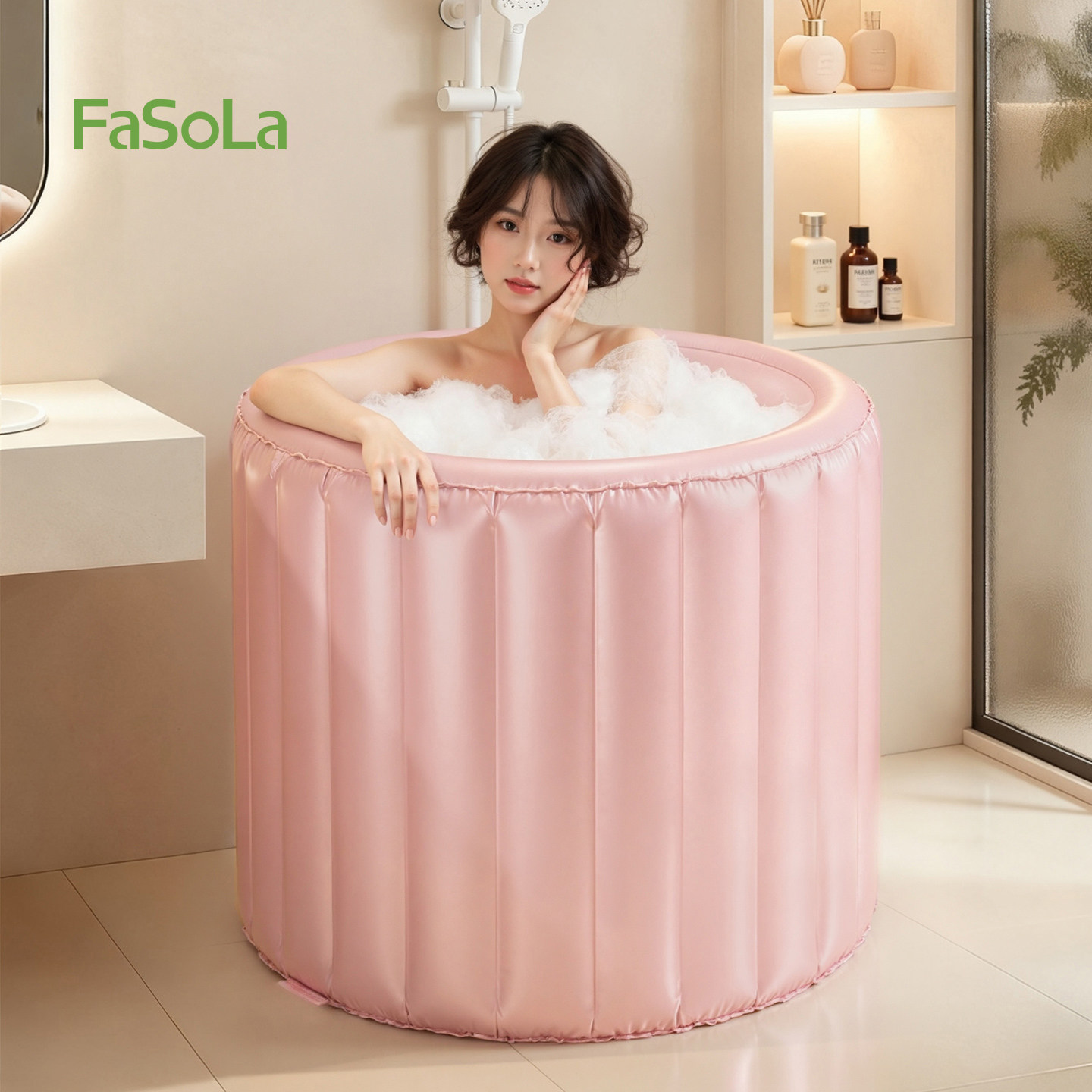 FaSoLa充气泡澡桶浴桶家用成人全身沐浴洗澡浴缸加厚折叠洗澡桶
