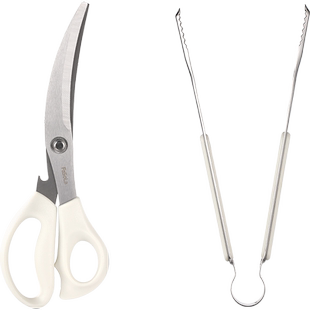 FaSoLa剪刀夹子套装厨房烤肉专用煎牛排烧烤多功能不锈钢食物剪子