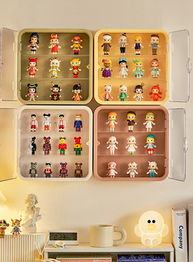 盲盒展示架收纳挂墙免打孔泡泡玛摆件透明特手办场景壁挂展示盒框