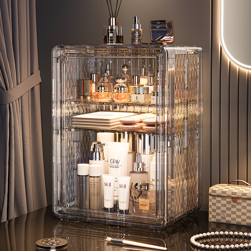 2025新款化妆品收纳盒桌面梳妆台高级感台面透明亚克力防尘大容量