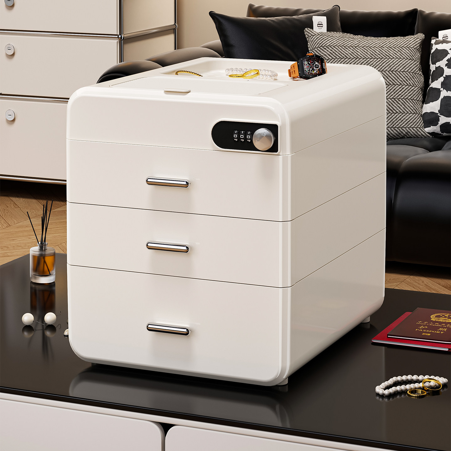 带锁收纳箱抽屉式贵重物品储物箱桌面密码收纳柜隐私A4文件收纳盒,收纳整理,收纳箱,淘宝优惠券,粉丝福利购,淘宝优惠卷