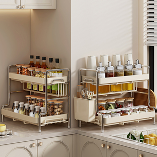 厨房调料置物架台面多功能油盐酱醋调味料用品架子免打孔收纳神器