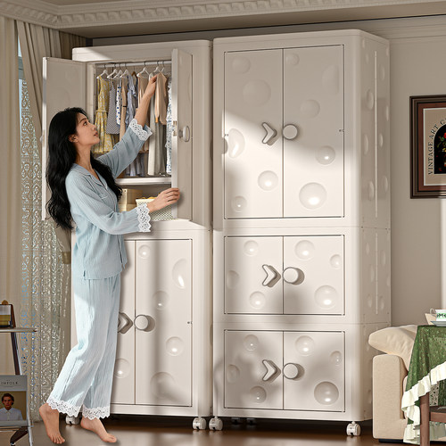 升级加厚多层带轮简易衣柜