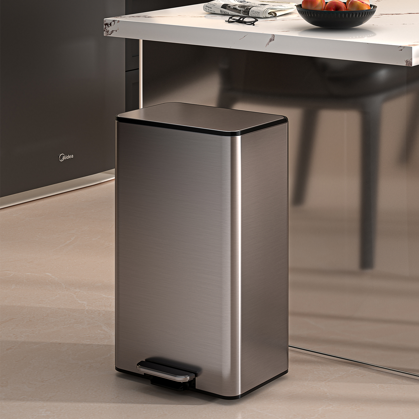 厨房垃圾桶家用不锈钢意式2025新款客厅大号大容量轻奢高档垃圾筒