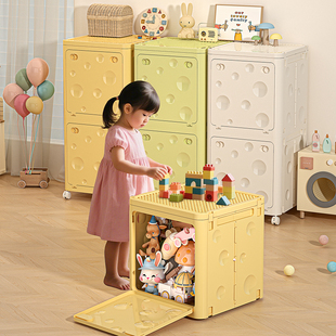 儿童玩具收纳箱大容量前开整理箱带轮加厚零食杂物储物箱多层书箱