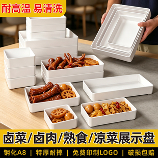 密胺凉菜展示盘商用熟食盘展示盘加厚长方形卤味鸭货专用仿瓷盘子