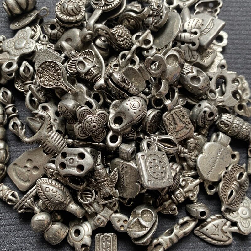 藏式白铜工艺品手工挂件吊坠托甲金刚杵配珠文玩佛珠手串卡子配饰